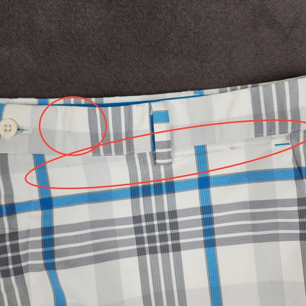 Nike Golf Shorts Mens 40 White Blue Plaid Dri-FIT Tour Performance 483588-100